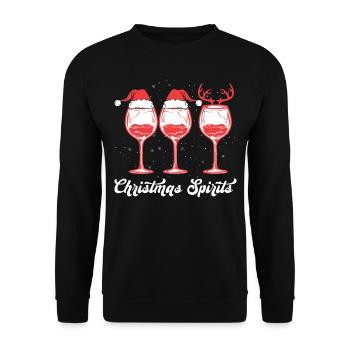 Spiritueux de Noël Verres de Vin Vacances - Sweat-shirt Unisexe - noir - Devant - Alina (178cm) & Michal (187cm)