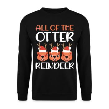 All Of The Otter Reindeer - Christmas Animal - Unisex Pullover - Schwarz - Vorne - Alina (178cm) & Michal (187cm)