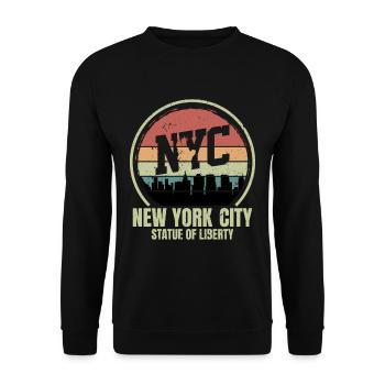 Retro Vintage New York City Statue of Liberty - Unisex Sweatshirt - black - Front - Alina (178cm) & Michal (187cm)