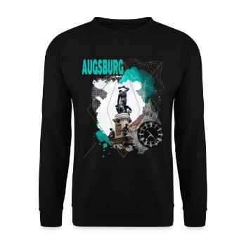 Augsburg Deutschland Stadt Skyline Vintage Retro - Unisex Pullover - Schwarz - Vorne - Alina (178cm) & Michal (187cm)