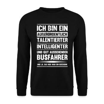 Busfahrer Linienbus Lustiges Bus Fahrer - Unisex Pullover - Schwarz - Vorne - Alina (178cm) & Michal (187cm)
