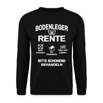 Bodenleger in Rente - Unisex Pullover - Schwarz - Vorne - Alina (178cm) & Michal (187cm)