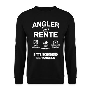 Angler in Rente Angeln Rentner - Unisex Pullover - Schwarz - Vorne - Alina (178cm) & Michal (187cm)