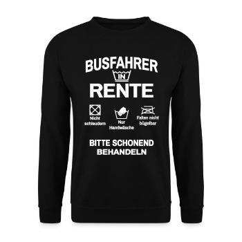 Busfahrer Rente Bus Fahrer Rentner - Unisex Pullover - Schwarz - Vorne - Alina (178cm) & Michal (187cm)
