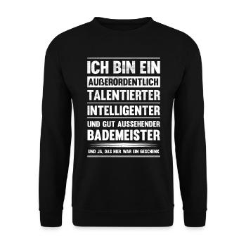 Bademeister Schwimmlehrer Lustiges - Unisex Pullover - Schwarz - Vorne - Alina (178cm) & Michal (187cm)