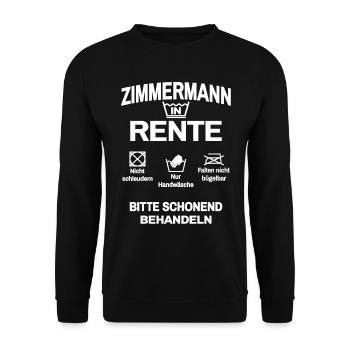 Zimmermann in Rente - Unisex Pullover - Schwarz - Vorne - Alina (178cm) & Michal (187cm)