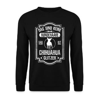 Chihuahua Hundehaare Lustiges Hunde - Unisex Pullover - Schwarz - Vorne - Alina (178cm) & Michal (187cm)