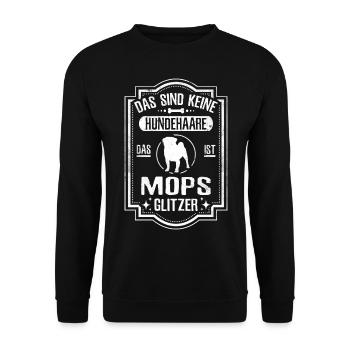 Mops Hundehaare Lustiges Hunde - Unisex Pullover - Schwarz - Vorne - Alina (178cm) & Michal (187cm)