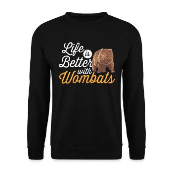 Life is better with Wombat Australia Marsupial - Unisex Sweatshirt - black - Front - Alina (178cm) & Michal (187cm)