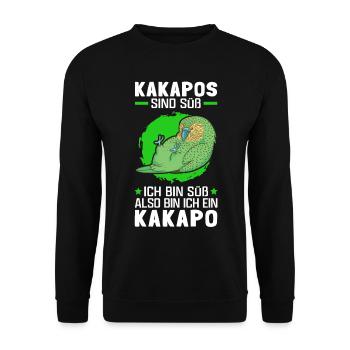 Kakapo sind süß flugunfähiger Papagei - Unisex Pullover - Schwarz - Vorne - Alina (178cm) & Michal (187cm)