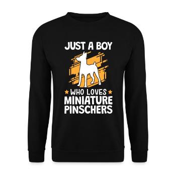 Garçon le pinscher nain aime Pinscher - Sweat-shirt Unisexe - noir - Devant - Alina (178cm) & Michal (187cm)