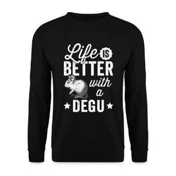 Alles ist besser mit Degu chilenisches Nagetier - Unisex Pullover - Schwarz - Vorne - Alina (178cm) & Michal (187cm)