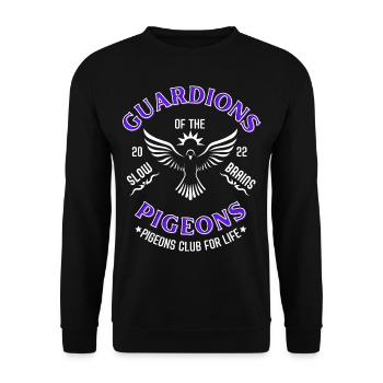 Wächter der Tauben t Shirt Design - Unisex Pullover - Schwarz - Vorne - Alina (178cm) & Michal (187cm)