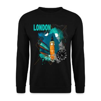 Londres Angleterre UK City Skyline Vintage Retro - Sweat-shirt Unisexe - noir - Devant - Alina (178cm) & Michal (187cm)