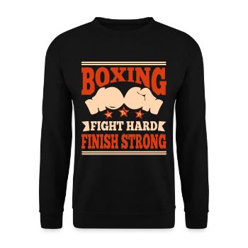 Boxing Fight Hard Finish Strong Boxing Gloves - Unisex Pullover - Schwarz - Vorne - Alina (178cm) & Michal (187cm)