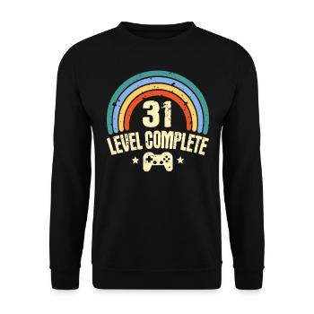 31st Birthday Level 31 Complete 31 Years Gamer - Unisex Sweatshirt - black - Front - Alina (178cm) & Michal (187cm)