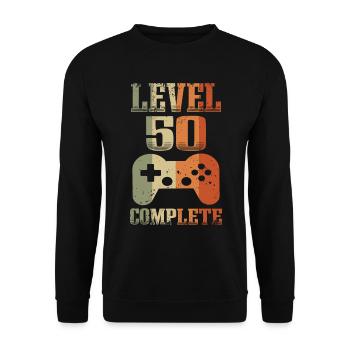 50ème anniversaire Niveau 50 ans Joueur débloqué - Sweat-shirt Unisexe - noir - Devant - Alina (178cm) & Michal (187cm)