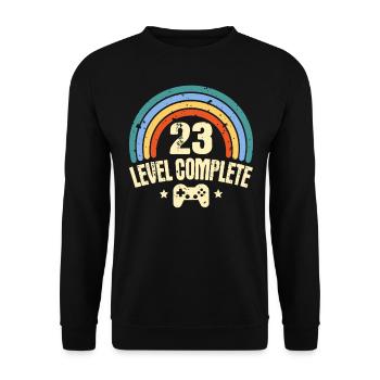 23rd Birthday Level 23 Complete 23 Years Gamer - Unisex Sweatshirt - black - Front - Alina (178cm) & Michal (187cm)