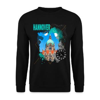 Hanovre Allemagne City Skyline Vintage Rétro - Sweat-shirt Unisexe - noir - Devant - Alina (178cm) & Michal (187cm)