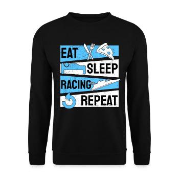 Drag Boat Racing Eat Sleep Racing Repeat - Unisex Pullover - Schwarz - Vorne - Alina (178cm) & Michal (187cm)