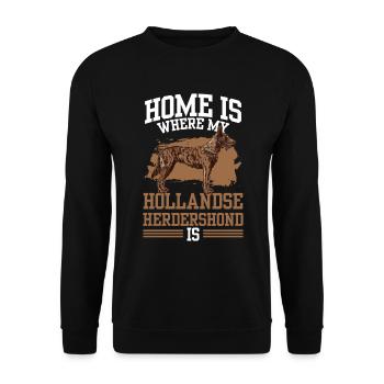 Zuhause ist wo mein Hollandse Herdershond ist - Unisex Pullover - Schwarz - Vorne - Alina (178cm) & Michal (187cm)