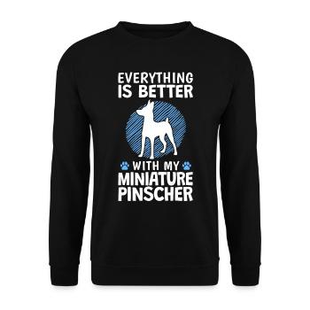Tout est mieux avec Zwergpinscher Pinscher - Sweat-shirt Unisexe - noir - Devant - Alina (178cm) & Michal (187cm)