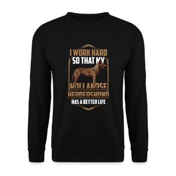 Arbeite hart für meinen Hollandse Herdershond - Unisex Pullover - Schwarz - Vorne - Alina (178cm) & Michal (187cm)