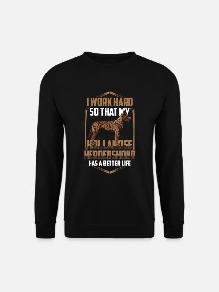 Arbeite hart für meinen Hollandse Herdershond - Unisex Pullover - Schwarz