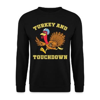 Thanksgiving Turkey And Touchdowns - Thanksgiving - Unisex Pullover - Schwarz - Vorne - Alina (178cm) & Michal (187cm)