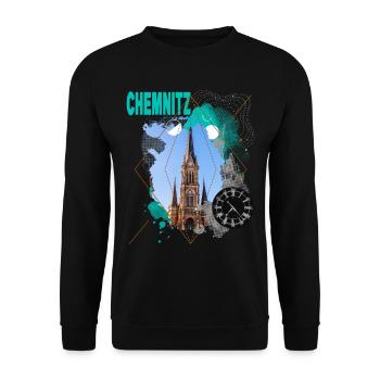 Chemnitz Germany City Skyline Vintage Retro - Unisex Sweatshirt - black - Front - Alina (178cm) & Michal (187cm)
