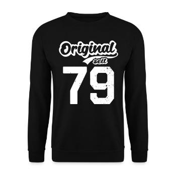 43. Geburtstag Original seit 1979 43 Jahre - Unisex Pullover - Schwarz - Vorne - Alina (178cm) & Michal (187cm)