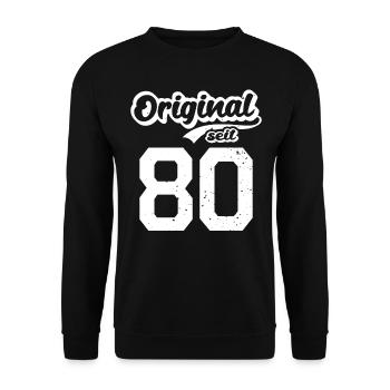 42. Geburtstag Original seit 1980 42 Jahre - Unisex Pullover - Schwarz - Vorne - Alina (178cm) & Michal (187cm)