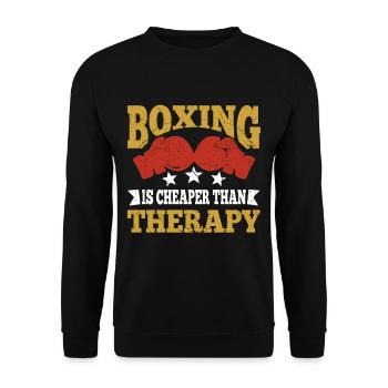 La boxe est moins chère que la thérapie Drôle de boxer cadeaux - Sweat-shirt Unisexe - noir - Devant - Alina (178cm) & Michal (187cm)