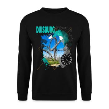Duisburg Deutschland Stadt Skyline Vintage Retro - Unisex Pullover - Schwarz - Vorne - Alina (178cm) & Michal (187cm)
