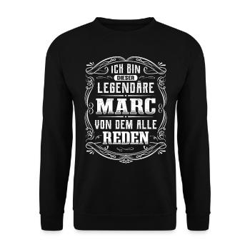 Ich bin dieser legendäre Marc - Unisex Pullover - Schwarz - Vorne - Alina (178cm) & Michal (187cm)