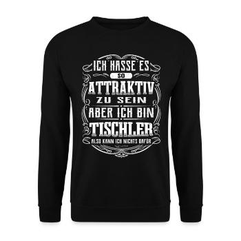 Tischler Spruch Handwerker Lustiges - Unisex Pullover - Schwarz - Vorne - Alina (178cm) & Michal (187cm)