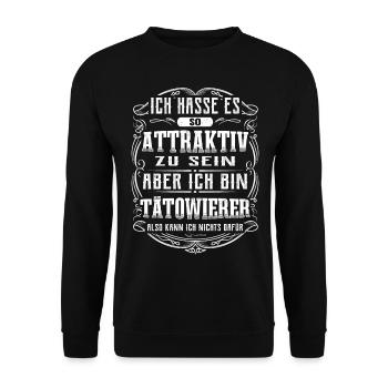 Tätowierer Tattoostudio Lustiges Tattoo - Unisex Pullover - Schwarz - Vorne - Alina (178cm) & Michal (187cm)