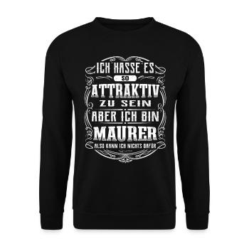 Ich bin Maurer - Unisex Pullover - Schwarz - Vorne - Alina (178cm) & Michal (187cm)