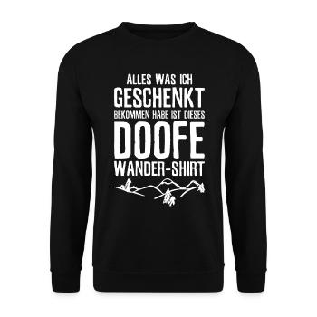 Wandern Bergsteiger Lustiges Wander - Unisex Pullover - Schwarz - Vorne - Alina (178cm) & Michal (187cm)