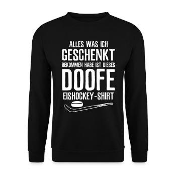 Eishockey Ice Hockey Lustiges Eishockeyspieler - Unisex Pullover - Schwarz - Vorne - Alina (178cm) & Michal (187cm)