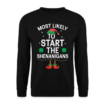 Elfe de Noël - Le plus susceptible de commencer le Shenanig - Sweat-shirt Unisexe - noir - Devant - Alina (178cm) & Michal (187cm)