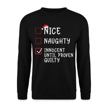 Christmas - Nice Naughty Innocent Until Proven Gui - Unisex Sweatshirt - black - Front - Alina (178cm) & Michal (187cm)