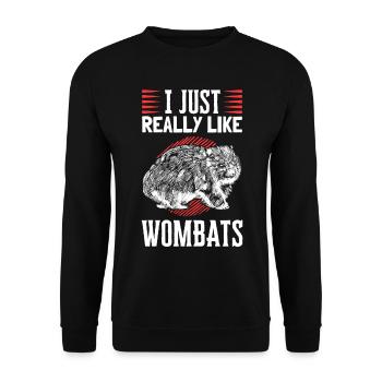 J’aime juste le Wombat australien de Wombat - Sweat-shirt Unisexe - noir - Devant - Alina (178cm) & Michal (187cm)