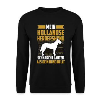 Mein Hollandse Herdershond schnarcht lauter - Unisex Pullover - Schwarz - Vorne - Alina (178cm) & Michal (187cm)