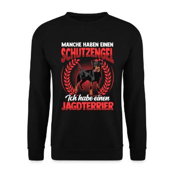 Jagdterrier mein Schutzengel Deutscher Jagdterrier - Unisex Pullover - Schwarz - Vorne - Alina (178cm) & Michal (187cm)