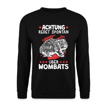 Redet über Wombat australisches Beuteltier - Unisex Pullover - Schwarz - Vorne - Alina (178cm) & Michal (187cm)