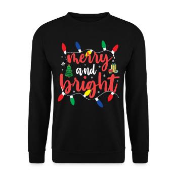 Réveillon de Noël - Joyeux et lumineux - Sweat-shirt Unisexe - noir - Devant - Alina (178cm) & Michal (187cm)
