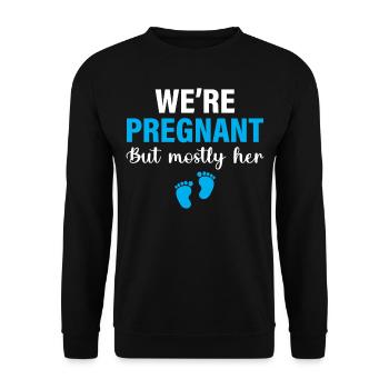 Premier papa - nous sommes enceintes mais surtout elle - Sweat-shirt Unisexe - noir - Devant - Alina (178cm) & Michal (187cm)