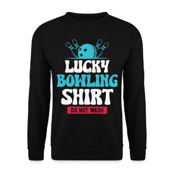 Bowling Smashing Pins - Do Not Wash Lucky Bowling - Unisex Pullover - Schwarz - Vorne - Alina (178cm) & Michal (187cm)