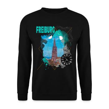 Freiburg Germany City Skyline Vintage Retro - Unisex Sweatshirt - black - Front - Alina (178cm) & Michal (187cm)